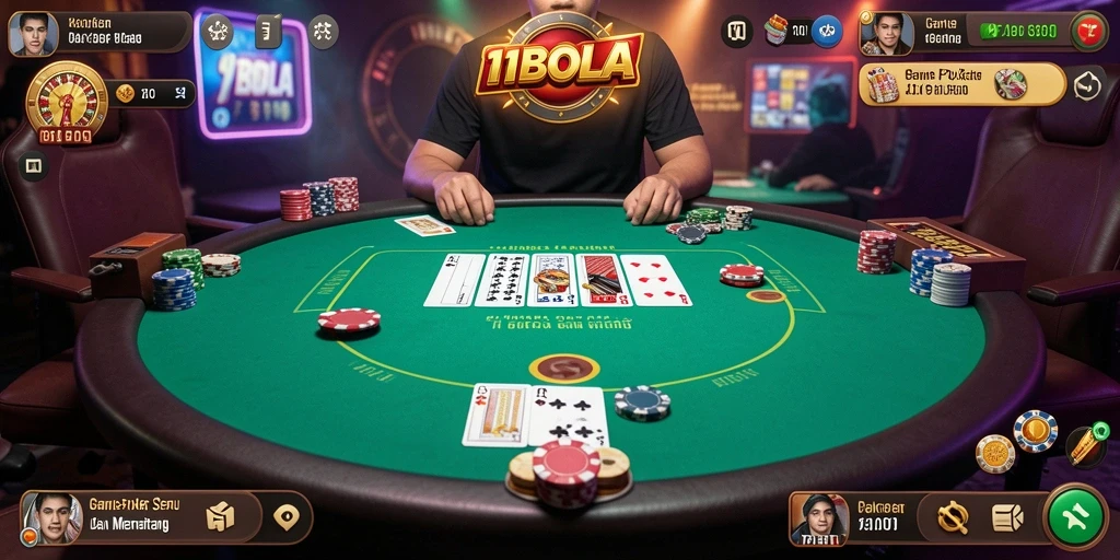 Screenshot utama 11BOLA menampilkan gameplay poker yang seru.