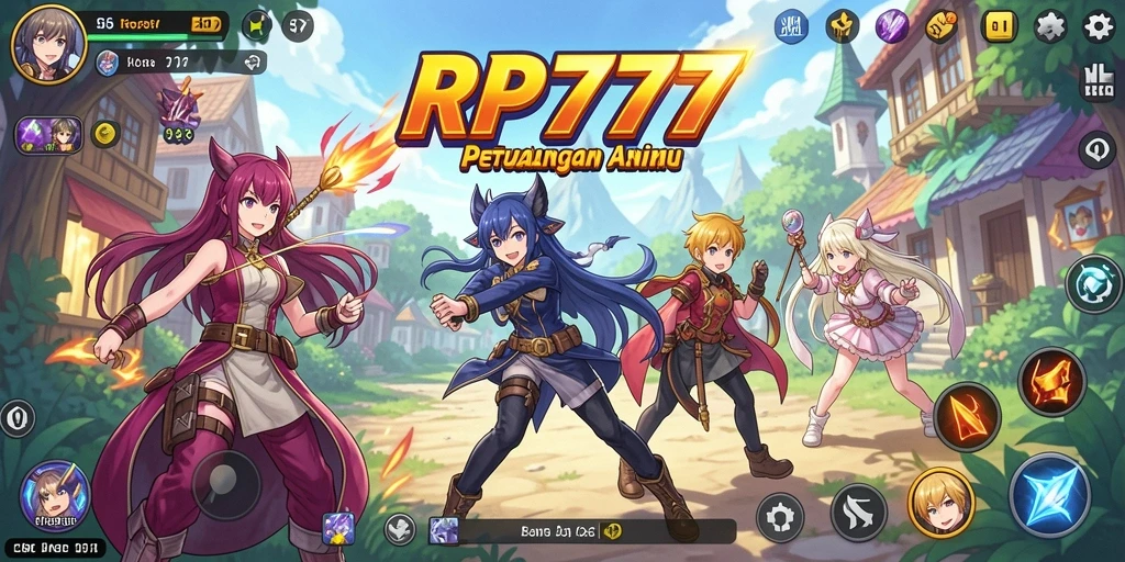 Screenshot menampilkan aksi seru dari karakter Anime dalam RP777.