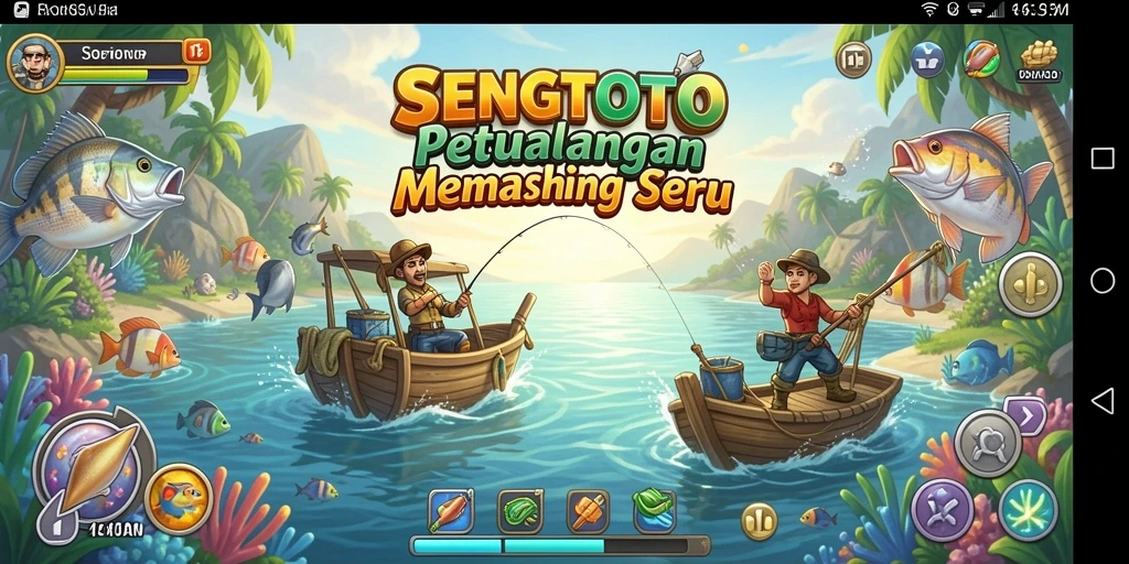 Screenshot gameplay SENGTOTO yang menampilkan aksi memancing yang seru.