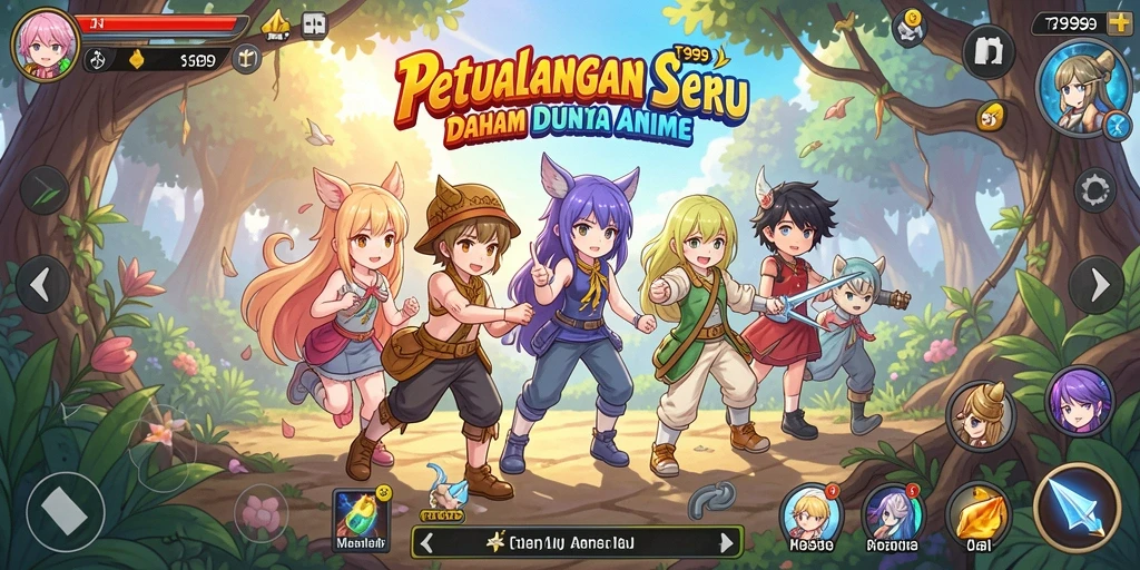 Tampilan gameplay T9999 yang seru dan penuh aksi anime.